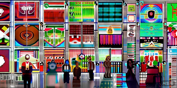 不同国家和文化的消费者在社交媒体上互动，背景是本地化的广告内容和品牌标识