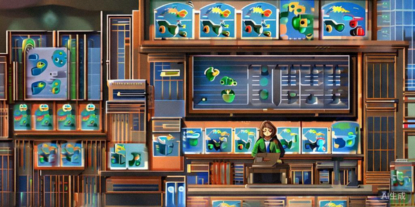 创业者正在研究世界地图和跨境电商平台界面