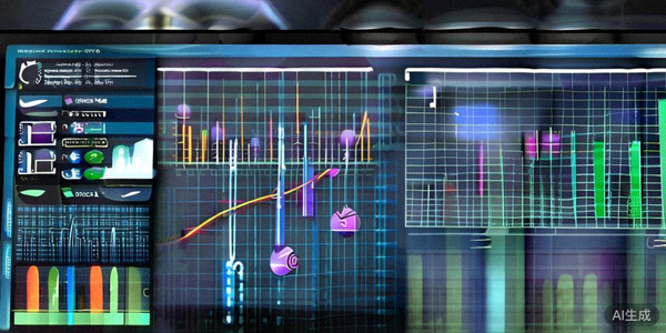 数据仪表盘与上升趋势图表在电脑屏幕上显示