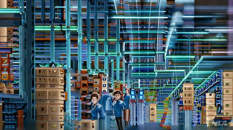 现代化国际物流仓储中心内，工作人员正在分拣包裹