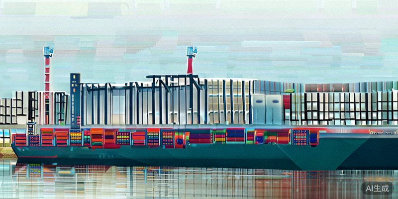 现代化国际物流枢纽：集装箱货轮停靠在港口，背景有仓储设施和货运飞机